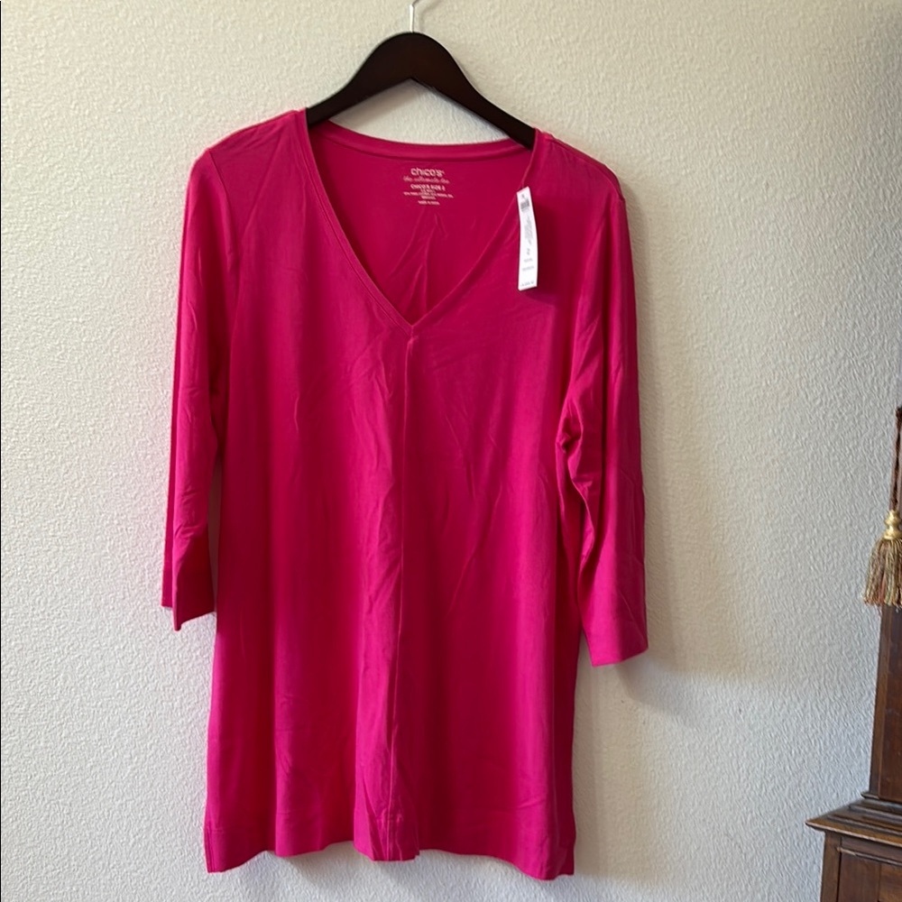 Women's Pink V-Neck Top